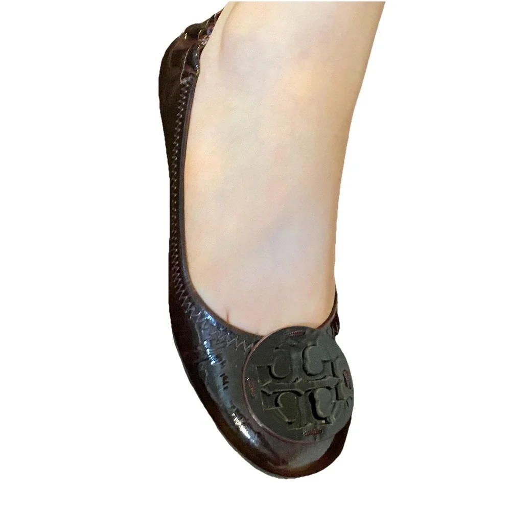 Tory Burch Womens Ballet Flats Dark Purple Color Size 7,5 /8 M In Mint Cond
